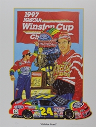 Autographed And Numbered Jeff Gordon 1998 "Golden Year!" Sam Bass Print 29" X 22" W/COA Autographed And Numbered Jeff Gordon 1998 "Golden Year!" Sam Bass Print 29" X 22" W/COA