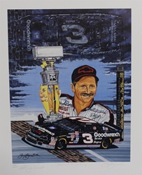 Autographed Dale Earnhardt "Black Cloud, Silver Lining" Numbered Sam Bass 28" X 22" Print w/ COA Sam Bass, Dale Earnhardt, Brickyard, Monster Energy Cup Series, Winston Cup, Poster