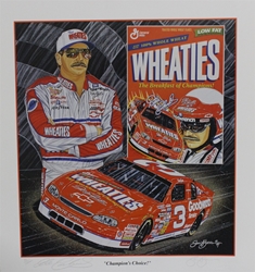 Autographed Dale Earnhardt "Champions Choice" Numbered 1996 Sam Bass 27" X 24" Print w/ COA Sam Bass, Intimidator, Earnhardt Sr., 1987, Monster Energy Cup Series, Winston Cup,Poster, The Count of Monte Carlo, Chanpion, Ralph