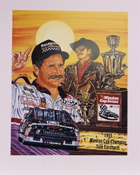 Autographed Dale Earnhardt "Six Shooter" Original Sam Bass 27" X 23" Print With COA Sam Bass, Intimidator, Earnhardt Sr., 1987, Monster Energy Cup Series, Winston Cup,Poster, The Count of Monte Carlo, Chanpion, Ralph