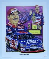 Autographed Dale Jarrett "American Dream" Numbered Sam Bass 28" X 23" Print w/ COA Sam Bass, Dale Jarrett, Quality Care Service, Monster Energy Cup Series, Winston Cup, Poster