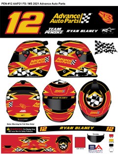 *Preorder* Ryan Blaney 2021 Advance Auto Parts MINI Replica Helmet Ryan Blaney, Helmet, NASCAR, BrandArt, Mini Helmet, Replica Helmet
