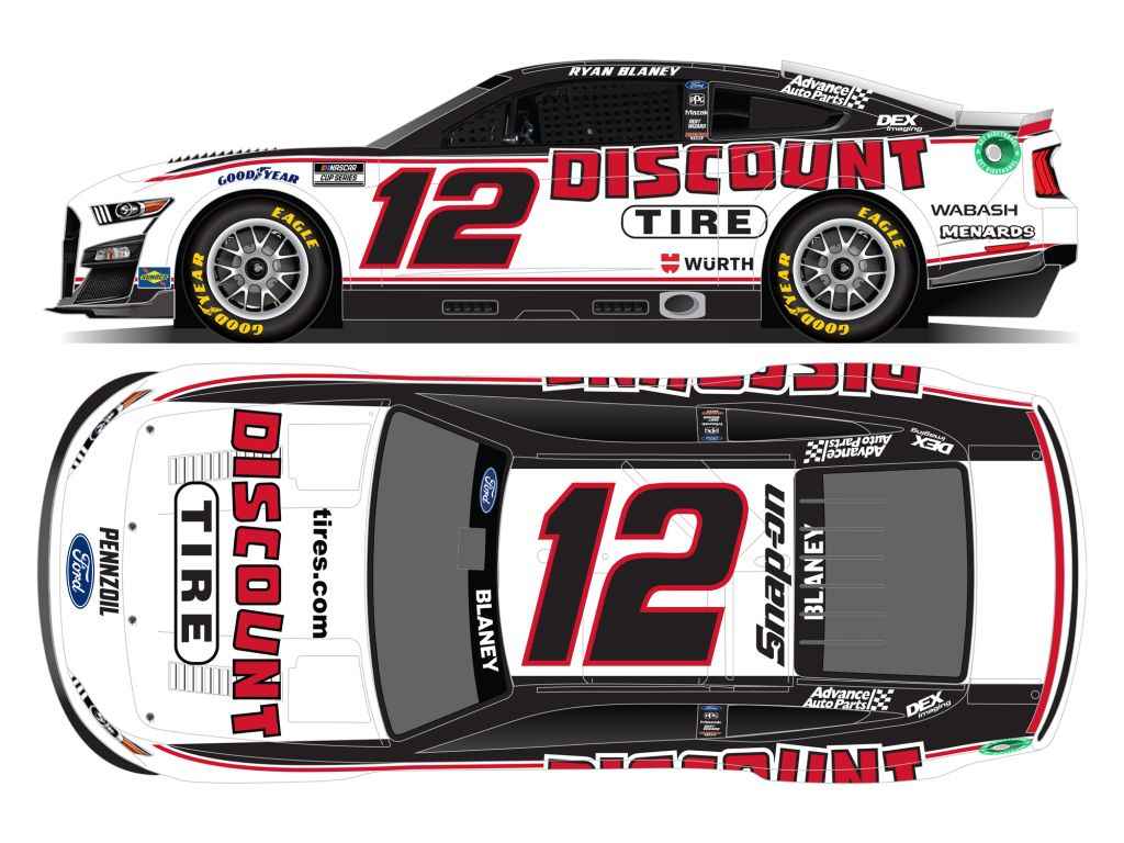 Voiture Miniature Lionel Racing Ryan Blaney 2025 - No.12 Ford Mustang - Échelle 1:64 - Pneus Roulants - 6