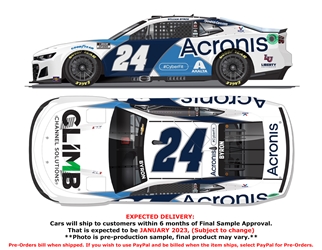 *Preorder* William Byron 2022 Acronis 1:24 Color Chrome Nascar Diecast William Byron, Nascar Diecast, 2022 Nascar Diecast, 1:24 Scale Diecast